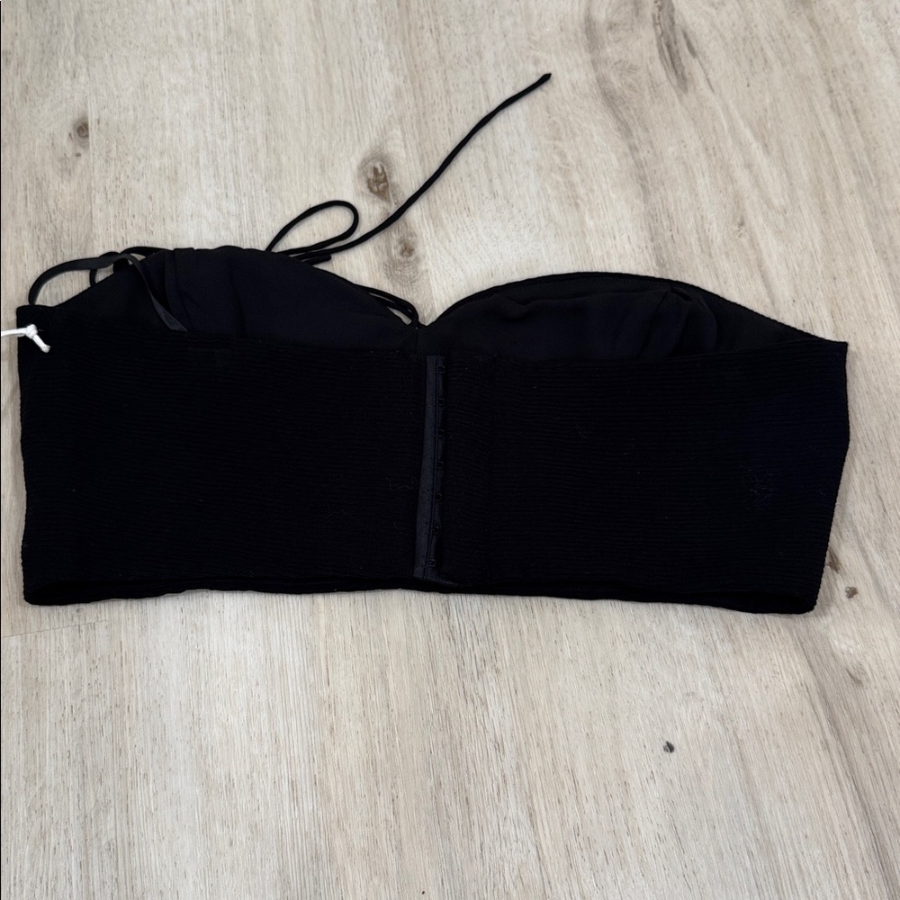 NWT Staud Kyra black cropped ottoman halter top - Picture 4 of 6